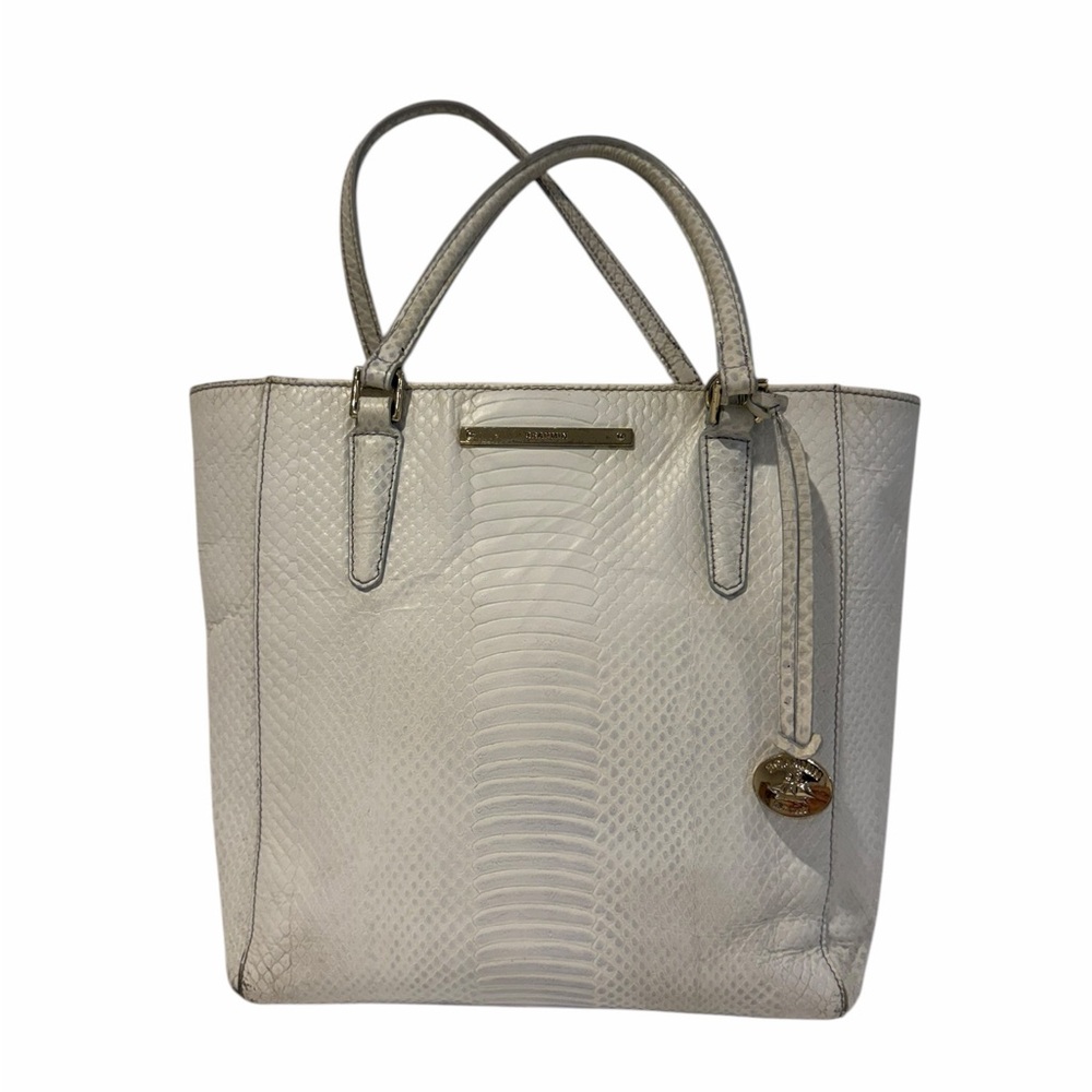 Brahmin Harrison Carryall Ivory Perforated Leather Tote